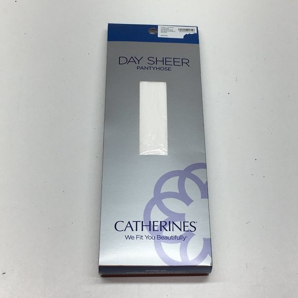 Catherines Pantyhose Day Sheer Hosiery Ribbed Panty White Plus Size E - Picture 1 of 4